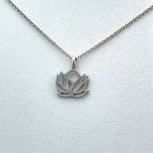 Delicate Sterling Silver 925 Lotus Flower Pendant Necklace 16–18” Minimalist